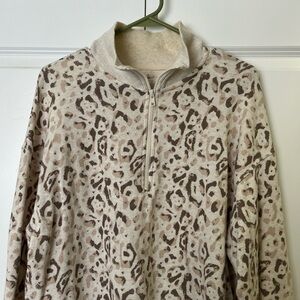Aerie Leopard Print Quarter-Zip Sweater